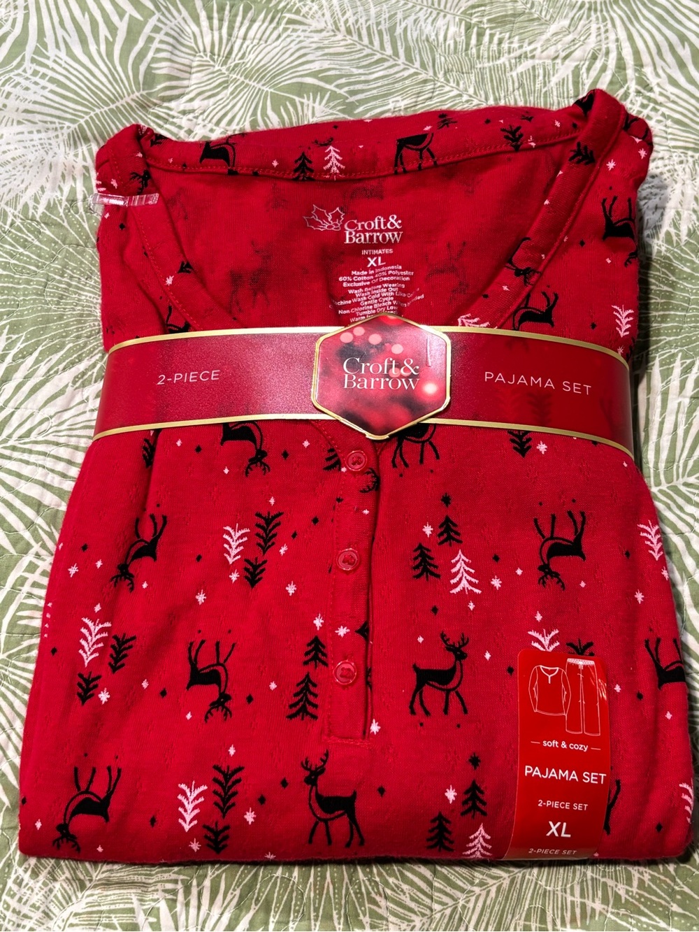 Croft & Barrow Red Reindeer 2-Piece Pajama Set